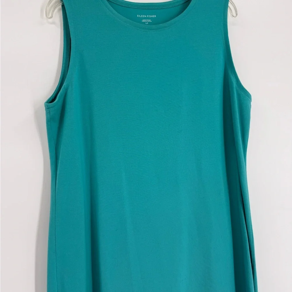 Eileen Fisher Dress Womens Size Small Green  Sleeveless Organic Cotton